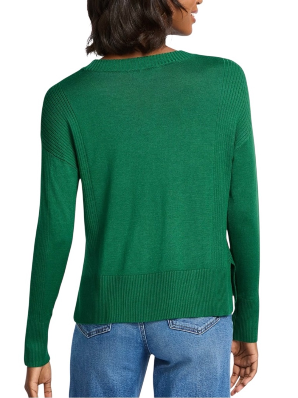 Market & Spruce Kenz Silk & Cashmere Blend Kelly Green Sweater - Picture 2 of 8